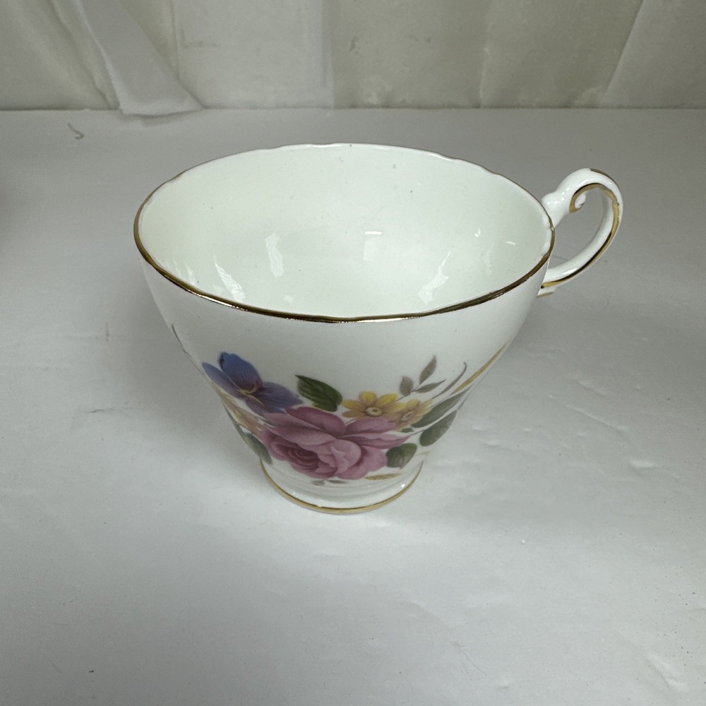 Regency English Fine Bone China Teacup Floral Design Gold Trim